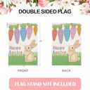 2 x Happy Easter Garden Flag Double Sided, Colorful Carrots and Rabbit Yard Flag, Farmhouse Outdoor Decorations Spring Holiday Decor 12x18 Inch