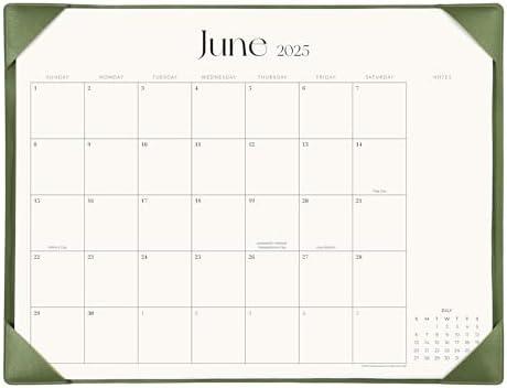 Simplified Desk Calendar 2025-2026 with Desktop Mat, Cabbrix Large Desk Pad Calendar 21"x 16-1/2" Covering July 2025 to June 2026, Desk Blotter Calendar for Home School and Office (Green)