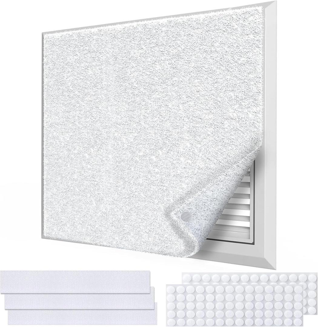 Air Vent Filters,12"x120"Cut to Fit Air Filter Material (60+Filters),MERV 8 Electrostatic Air Vent Filter for Home Floor, Grilles, Ceiling, HVAC Furnace Vents, With 48PCs Adhesive Hook Tape