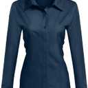 HOTOUCH Womens Cotton Basic Button Down Shirt Slim Fit Dress Shirts (X-Large, Navy Blue (Slim Fit, a Size Up for Relaxed Fit))