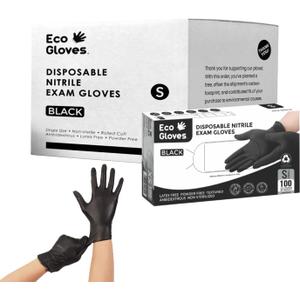 Black Nitrile Disposable Exam Gloves (5Mil) | LatexFree, PowderFree, Food Safe, Medical, Tattoo, Mechanic & Cleaning Use (Black, M)