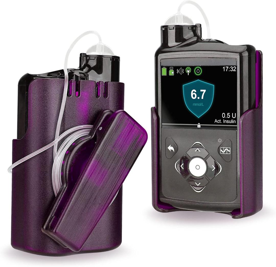 Healvaluefit Insulin Pump Holder 360 Rotatable, Insulin Pump Case with Clip for Medtronic MiniMed 630G 640G 670G 770G, Sturdy and Durable Clip (Purple)