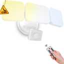 EMANER Flood Lights Motion Sensor Outdoor, Remote Security Light 28W, Always On or Motion Activated On/Off, Tunable Warm White Dimmable for Eave, Garage (White, 1-Pack)