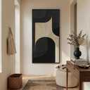 Large Framed Neutral Abstract Wall Art, Black Beige Vertical Canvas Prints Paintings Artwork for Walls, Modern Minimalist Geometric Pictures Wall Decor for Hallway Living Room Bedroom Entryway 30x60