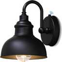 Barn Light Gooseneck Light- Dusk to Dawn Farmhouse Outdoor Lighting, 1-Light Outdoor Gooseneck Lighting with Sensor Farmhouse Wall Sconce for Patio Porch Garage (7.08" Diameter, 1pc)