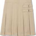 French Toast Girls' Adjustable Waist Pleated-Front Two-Tab Scooter Skirt (Beige, XS)