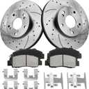Front Brake Pads And Rotors Kit Compatible With 1998-2002 Honda Accord (V6 3.0L ONLY), 31305 D503-7382 Automotive Replacement Brake Kits Anti-rust Oil Drilled And Slotted Rotors 281.6mm(11.1in)