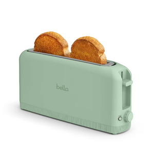 bella 2 Slice Slim Toaster, Fitsanywhere™ Kitchenware, 6 Setting Shade Control with Reheat & Cancel Buttons, Fits Sourdough, 10” Long Slot, Anti Jam & Auto Shutoff, 900 Watt, Seaglass