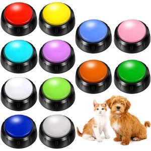 Yunsailing 12 Pack Dog Talking Buttons for Communication Voice Recordable Sound Buttons Talking Buzzers Set with Stickers 30 Seconds DIY Pet Speech Training Button for Dogs & Cats Training