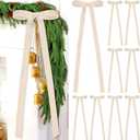 Chuangdi 10 Pcs Beige Velvet Bows for Staircase 8 x 24 Inches Double Faced Velvet Beige Long Bow for Christmas Ornaments Wrapped Gift for Xmas Wreath Garland Staircase Banister Decoration