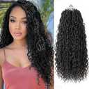 Curly Faux Locs Crochet Hair,18 Inch New Goddess Locs With Curly Ends,5 Packs Soft Pre Looped Boho River Locs Crochet Braids,Synthetic Crotchet Hair For Black Women,Itch Free(5 Packs,18",1B#)