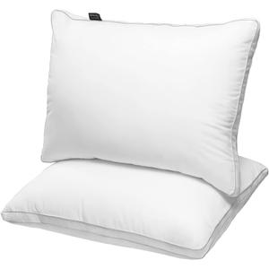 JICUSE Bed Pillows Standard Size Set of 2, Hotel Quality Standard Pillows 2 Pack for Sleeping with Soft Down Alternative Filling, Gusseted Bedding Pillow for Back, Stomach or Side Sleepers, 20" x 26", White 