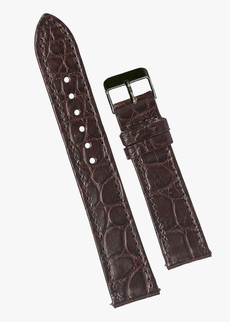 Handmade AIIi-gator Watch Band Men Quick Release Croc Premium Leather Watch Strap Replacement Black Buckle Bespoke 22mm Brown
