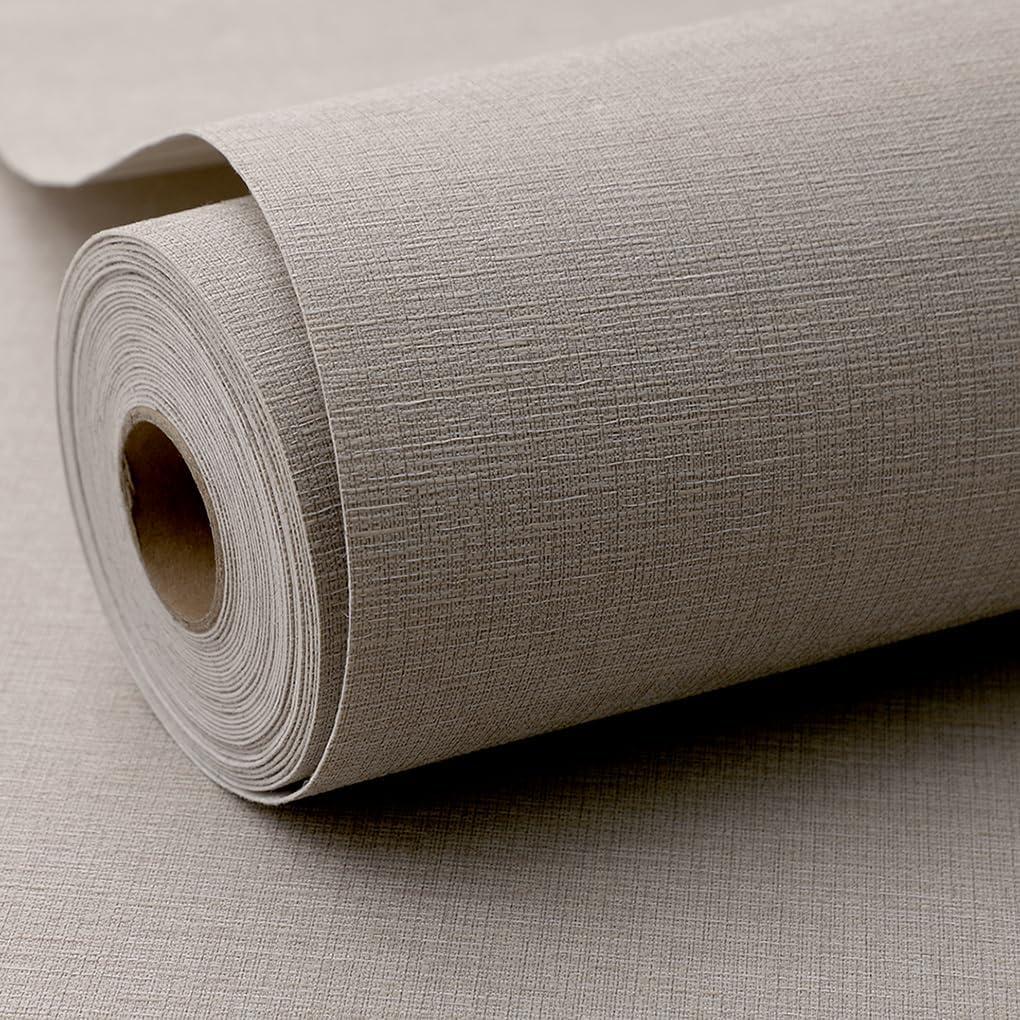 Light Brown Woven Fabric Peel and Stick Wallpaper Subtle Linen Texture Grasscloth Washable Thick Self-Adhesive Contact Paper Removable (16.5"x236.2") S83