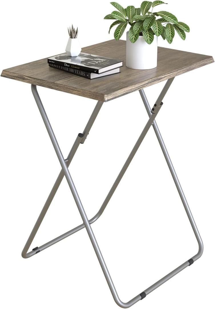 Tv Trays Folding Tv Table, Dinner Table for Eating with Sturdy Metal Frame, Small Foldable Snack Trays Table for Living Room, Couch,Sofa, Bed, No Assembly Required (3D Black Wood)