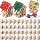 DoubleFill 48 Pcs Wood Gingerbread House DIY Craft Kit for Kids DIY Christmas Village Houses for Holiday Classroom Activities with 12 Color Markers Paint Your Own Wooden Birdhouse Set for Kids Gifts