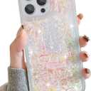 MrARTIST for iPhone 16 Pro Max Case - for Women Girls Cute Girly Kawaii Aesthetic Liquid Quicksand Sparkle Glitter Bling Shiny Sparkly Unique Design Funda Phone Cover for Apple 16 Promax