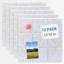 Smarpau Cork Board 48"X36", 12 Pack Nine-Grid Felt Bulletin Boards, Small Pin Board with Removable Adhesive Tabs Pushpins, Cork Wall Tiles for Office Home Classroom Decor -Grey