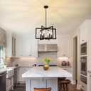6-Light Black Chandelier, Farmhouse Dining Room Light Fixture, Large Modern Chandelier, Geometric Industrial Metal Hang Lighting Fixture for Foyer Entryway Kitchen Over Table Hallway Living Room