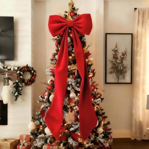 Red Big Bow Decor, 50 x 20 Inch Large Ruby Red Velvet Bow as Christmas Backdrop Wedding Birthday Party Room Wall Decor, Large Giant Valentine's Day Decorations (Heavyweight Velvet, Shaping Process)