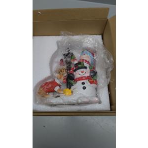 Wonderjune Christmas Snowman Table Decoration Lighted Snowman Figurine with Lamppost Lantern Tabletop Resin Collectibles Batteries Operated Xmas Statues Centerpiece Festive Gift Indoor Home