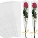 BEISHIDA 100 PCS Single Rose Sleeve Bouquet Bags Plastic Single Flower Wrapping Rose Packaging For Mother's Day Graduation Wedding Birthday Valentine's Day Party (Transparent)