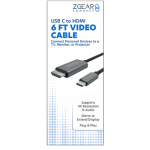 Zgear USB-C to HDMI Cable 6 Foot Supports 4K Resolution & Audio Plug & PlayD