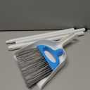 Amazon Basics Dustpan Broom Set with Easy Assembly and Long Handle, Blue and White