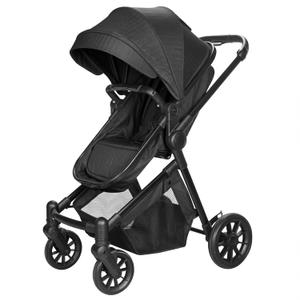 2-in-1 Lightweight Baby Stroller with Reversible Seat & All-Terrain Wheels, One-Hand Fold, Large Storage Basket, 5-Point Harness for Newborn to Toddler, Black