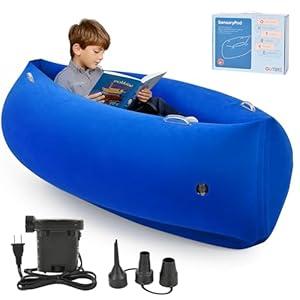 OUTREE Sensory Chair for Kids, 60" Includes Electric Air Pump, Inflatable Sensory pod for Children, Sensory Toys for Kids with Autism, Sensory Peapod, Blue