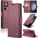 SINIANL Samsung Galaxy S23 Ultra Wallet Case with RFID Blocking, Samsung S23 Ultra Case Wallet for Women Men Card Holder Magnetic Clasp Kickstand Leather Book Folio Case for Galaxy S23 Ultra Red