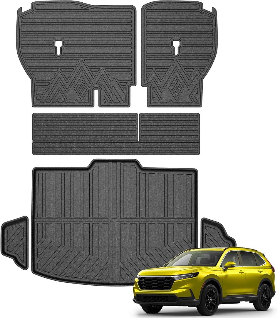 KUST Trunk Cargo Mat for Honda CR-V 2023-2025 2026 (Not for Hybrid) (Lower Deck Position), Rear Cargo Liner with Backrest Mat for CRV Accessories All Weather Protection Cover TPE Rubber Raised Edge