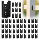 50PCS 2x4 Fence Brackets - Black Powder Coated 18 Gauge 2x4 Brackets for Wood Deck Rail to Post, Heavy Duty Steel Deck Railing Connectors 2 x 4 with Pre-Drilled Screw Holes