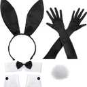 Zhanmai Bunny Costume Set - Including Ear Headband, Cuffs and Tail Accessory for Easter Party (Black)