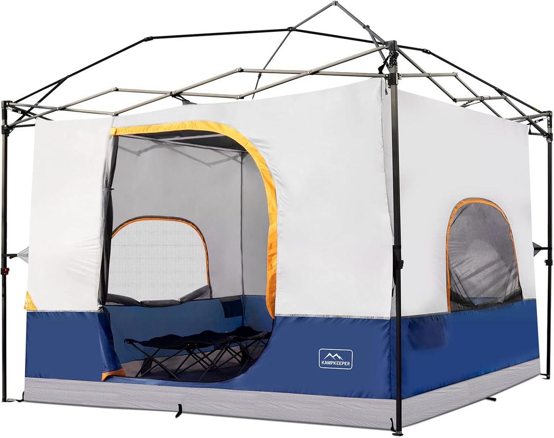 KAMPKEEPER Camping Inner Tent for Pop Up Canopy, Converts 10'x10' Straight Leg Canopy into Camping TentFully Vented Roof(Top & Frame NOT Included) (Navy Blue, Classic), 114x114x78 inches