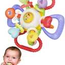 Baby Montessori Sensory Teething Toy - Safe, Multi-Functional BPA-Free Silicone Teether for Babies 0-12 Months - Teething Relief & Fun Play with Rattle - Perfect Baby Toys for Boys & Girls (Warm Color)
