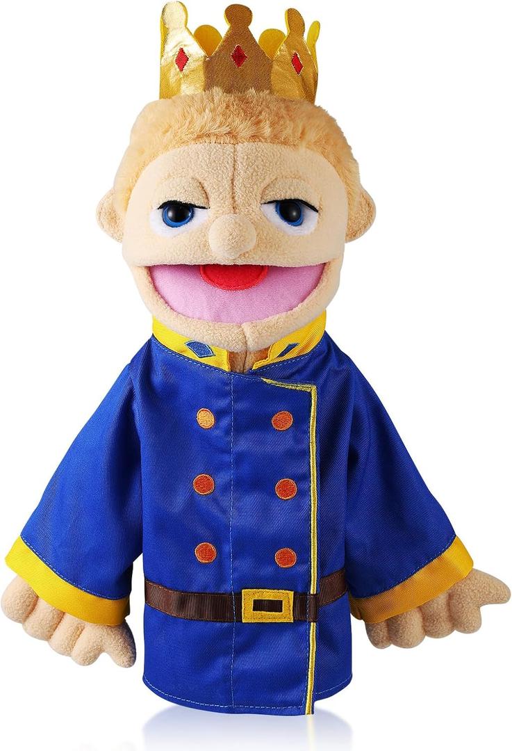 Role Play Hand Puppets Hand Plush Chef Doctor Fireman Pirate Detective Athlete Nurse Worker Hand Puppet Toys Puppets for Kids Storytelling Imaginative Pretend Play Teaching Preschool(Prince)