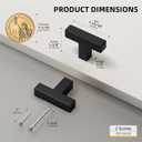 Goldenwarm 5 Pack Black Square T Bar Single Hole Knobs Cabinet Pull Drawer Handles Stainless Steel Modern Hardware for Kitchen and Bathroom Cabinets Cupboard Kitchen Cabinet Knobs