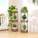 Plant Stand, Heavy Duty Metal Plant Stand Indoor Outdoor, Tall 3 Tiers Plant Shelf for Multiple Plants Pots, Flower Pot Stand for Home, Patio & Garden, Brushed Copper