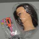 28Inch 80% Real Hair Mannequin Head, Cosmetology Mannequin Head with Hair for Braiding Curling Cuting, Table Clamp Styling Set(Dark Brown)