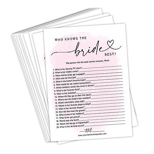 Your Main Event Prints Bridal Shower Games Who Knows The Bride Best, Fun Activities for Weddings, Bridal Showers and Bachelorette Parties (Pink)