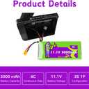 11.1V 3000mAh 8C XT30(Yellow)+JST(red) Plug Battery Compatible with RC6GS/RC4GS Transmitter for RC Drone Come with 3S Charger USB Cable