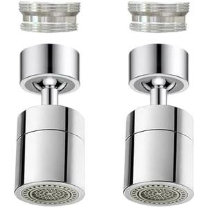 2 Pcs Faucet Aerator, 360° Swivel Kitchen Sink Faucet Aerator, Big Angle Twist, Dual-function 2-Flow Sprayer Faucet Head, Sink Sprayer Attachement, Faucet Replacement Part 55/64'', Chrome