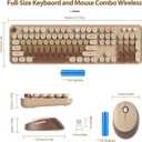 Fogruaden Wireless Keyboard and Mouse Combo, Retro Typewriter Full-Size Keyboard with Number Pad and Cute Mouse, Gradient Colorful Computer Keyboard for Windows PC Desktops Laptop