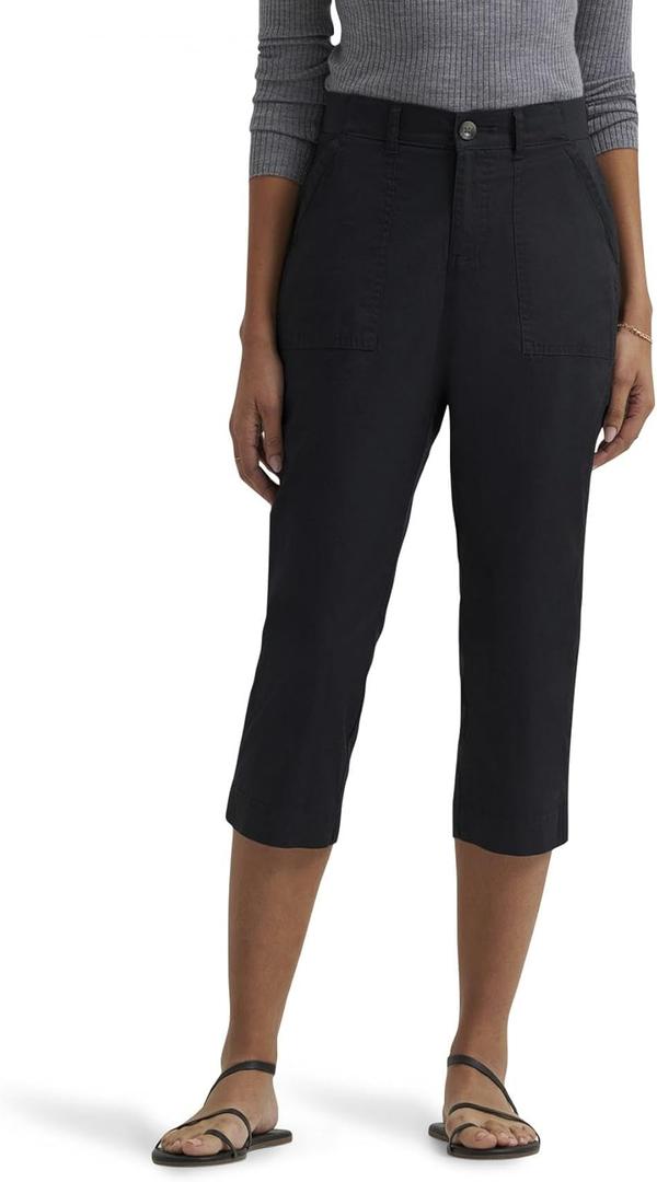 Lee Women's Ultra Lux Comfort with Flex-to-go Utility Capri Pant (Blue, M)