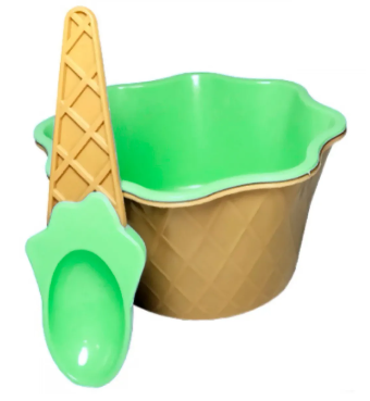 Set of 2 Pots Sorvete Tigela With Colher Shell Format