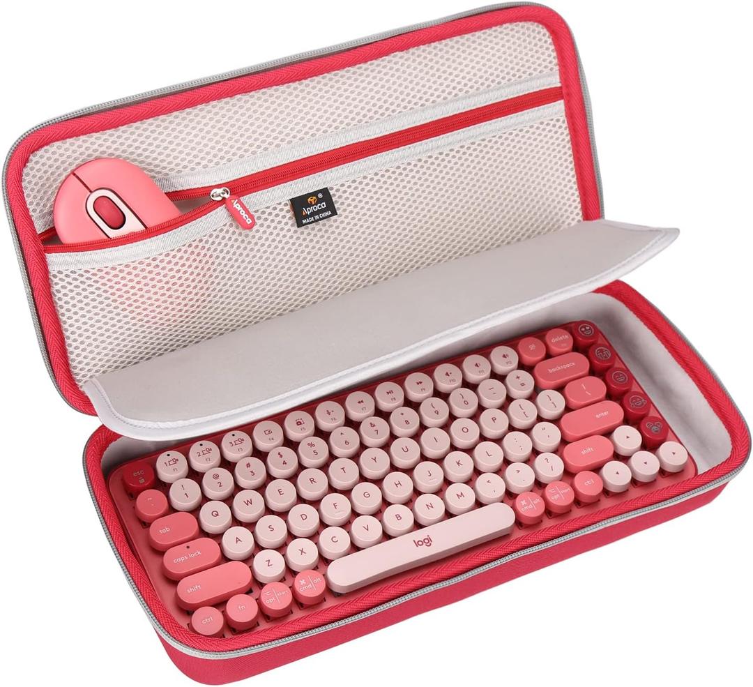 Aproca Red Hard Travel Storage Carrying Case for Logitech POP Keys Mechanical Wireless Keyboard and POP Mouse/Keychron K2 Keyboard