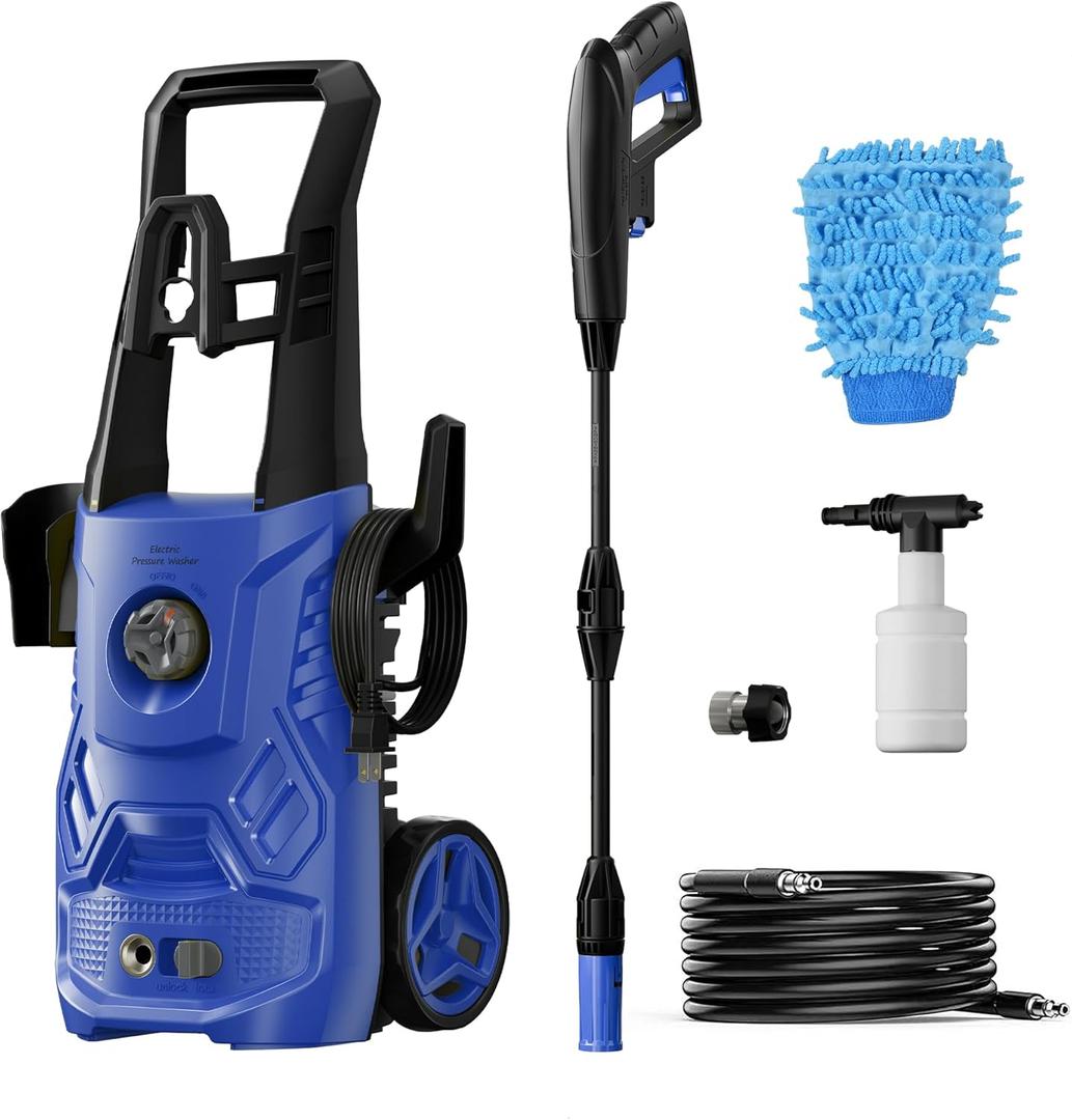 Pressure Washer, 4200PSI 2.6 GPM Power Washer with Foam Cannon 23FT Hose PATOOLIO Electric High Pressure Washer for Fences, Patios, Decks, Patios and Cars Powerwasher (Blue)