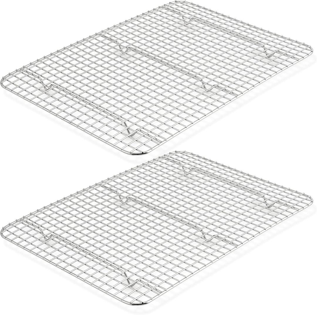 TeamFar Cooling Rack Set of 2, Stainless Steel 16.5 x 11.5 Baking Rack for Oven Cooking Roasting Grilling, Wire Rack for Cooling Cookies, Fits Half Sheet Pan, Healthy & Heavy Duty, Dishwasher Safe