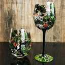 LYFJMUS Pack of 4 Four Seasons Tree Wine Glasses Hand Painted Wine Glass with Stemmed Fall Leaves Flower Seasons Colored Wine Glasses for Home Office Decor Ornament Gifts